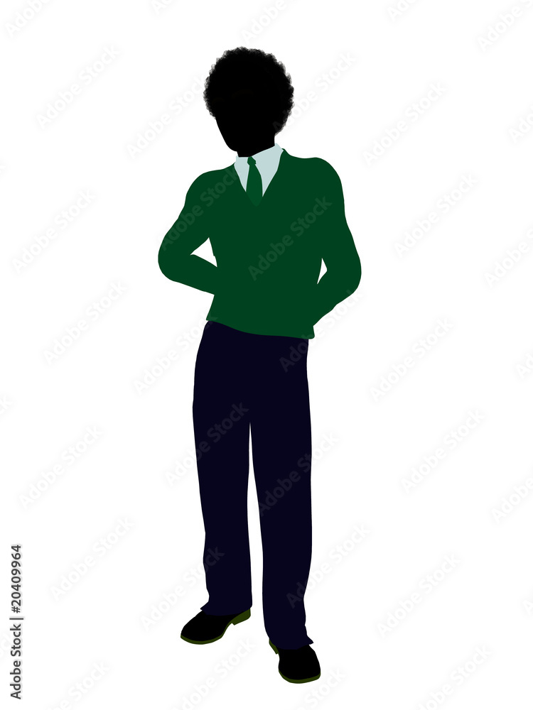 African American Teenager Illustration Silhouette African American Teenager Illustration Silhouette