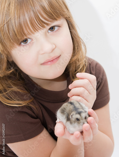 girk and her pet photo