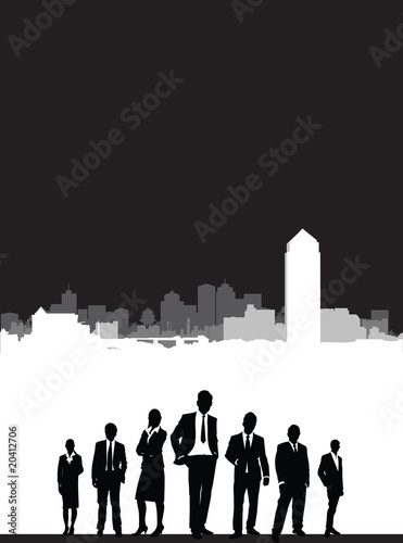 cityscape with business people