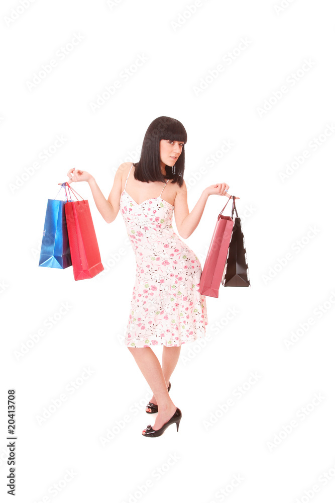 Shopping women smiling.