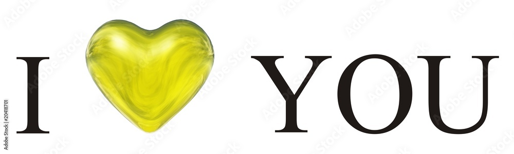 High resolution I love you text with a 3d yellow heart isolated High resolution I love you text with a 3d yellow heart isolated