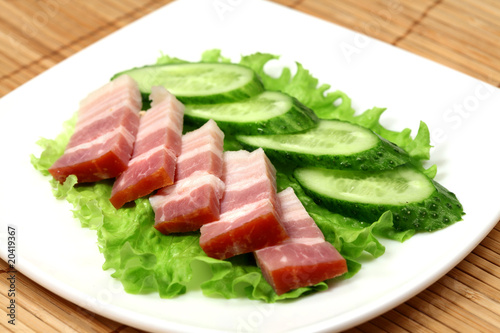 Bacon and green cucumber