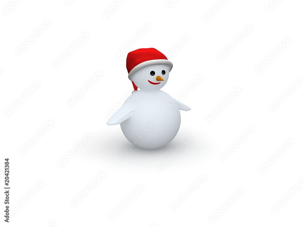 snowman with Santa Claus hat isolated on white background snowman with Santa Claus hat isolated on white background