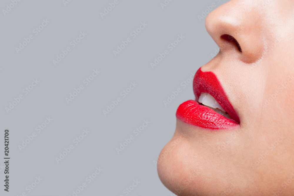 Fototapeta premium Close up womans red lips