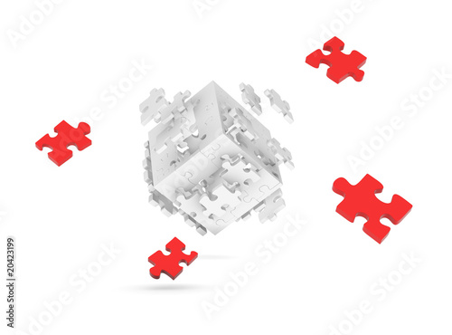 Decomposed cube of puzzle