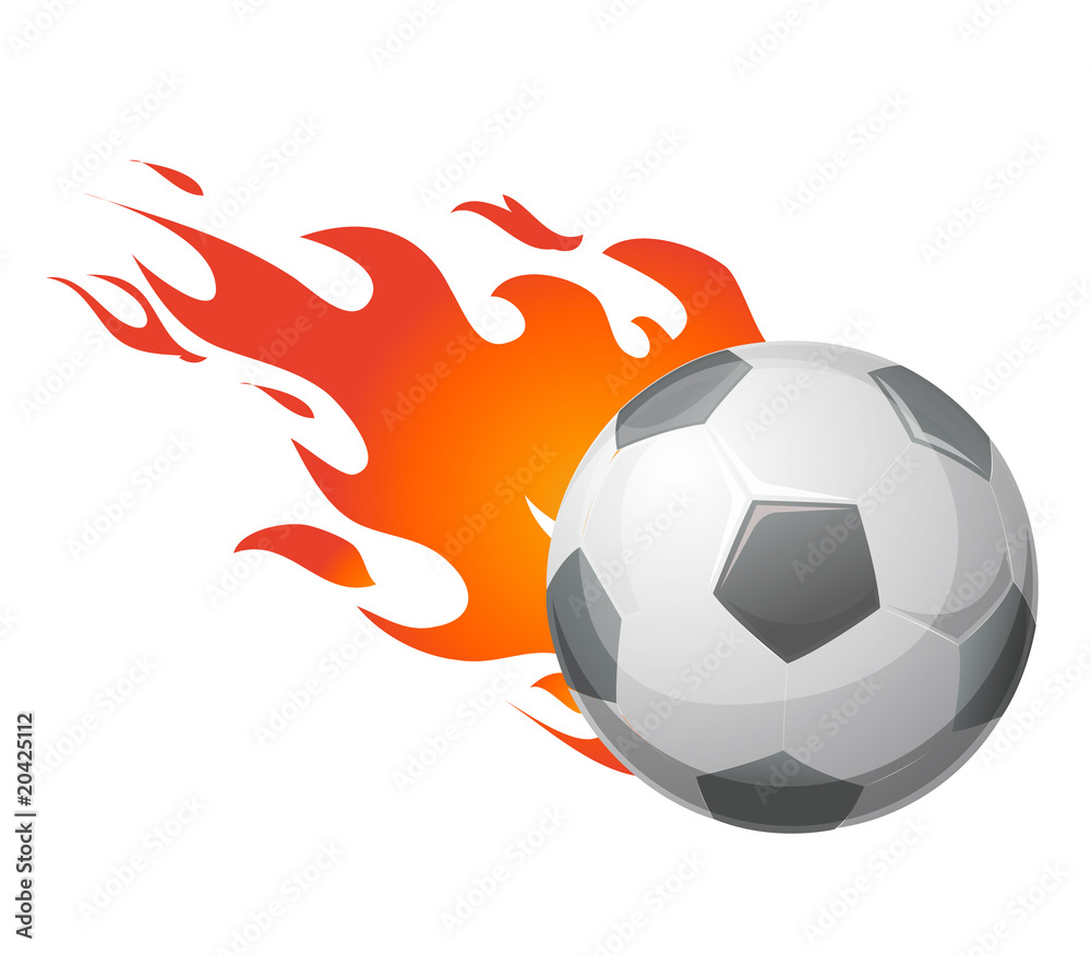 Fototapeta premium soccer ball with flames vector