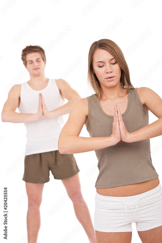 Fitness - Young healthy couple in yoga position Fitness - Young healthy couple in yoga position