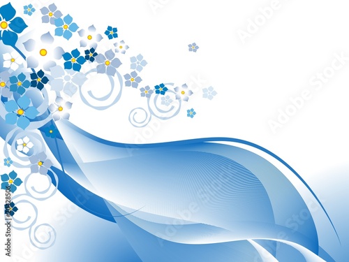 Floral blue abstract design
