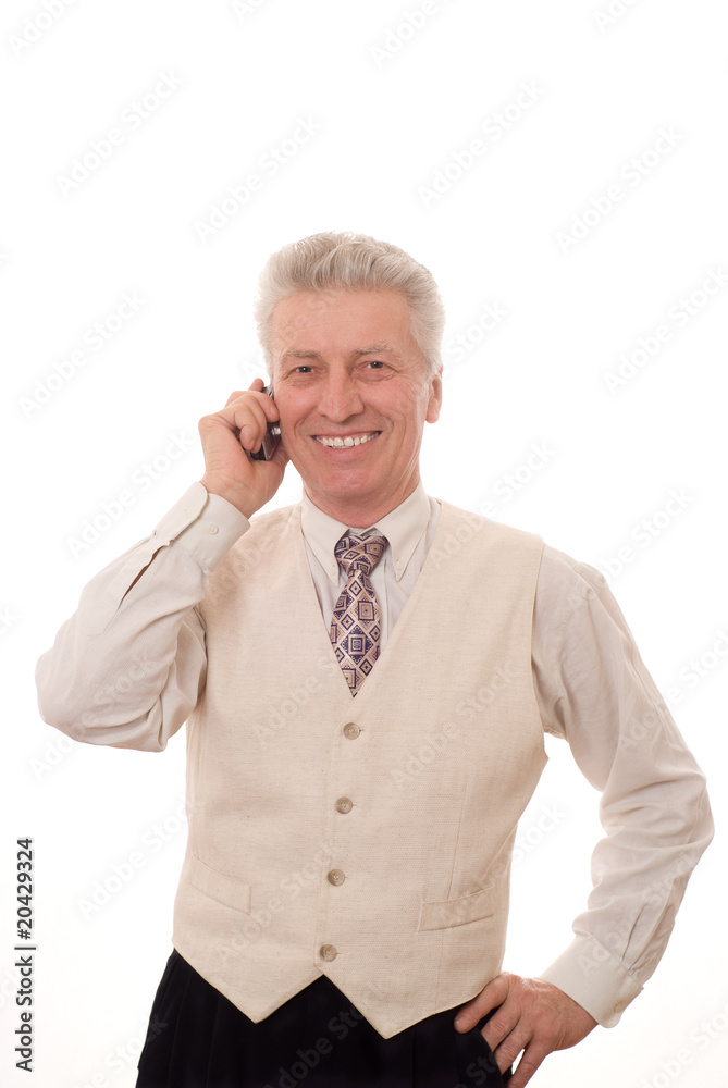 Portrait of business man talking on mobile phone Portrait of business man talking on mobile phone