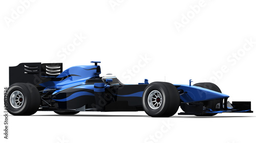 race car on white - black & blue