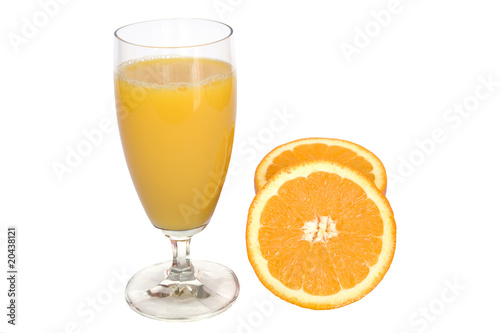 fresh orange juice on white