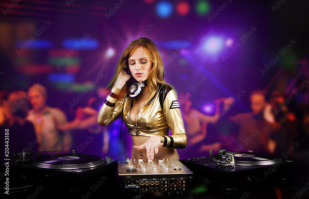 Beautiful DJ girl Stock Photo | Adobe Stock