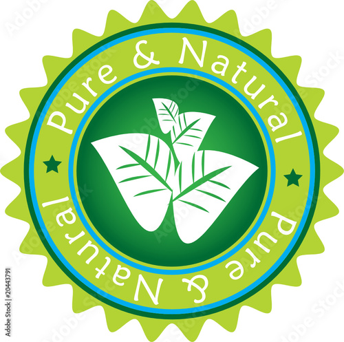 Pure & Natural green vector label