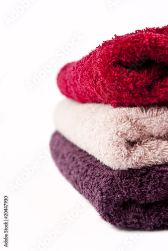 Pink, red and purple towels