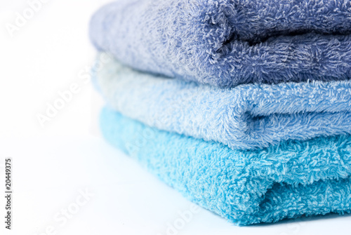 Blue towels stacked