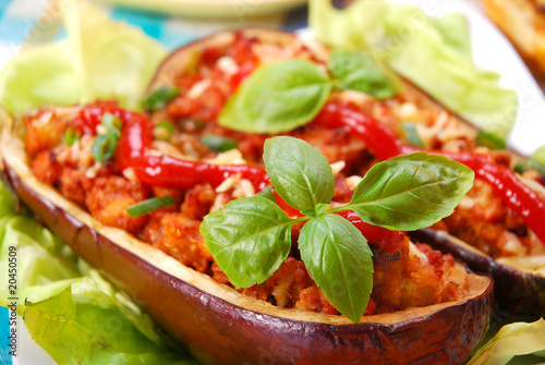 aubergine stuffed with mince meat