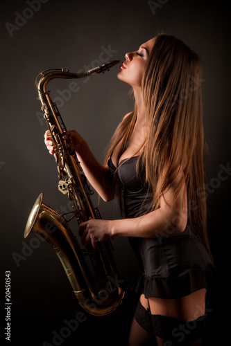 Fototapeta Girl with sax