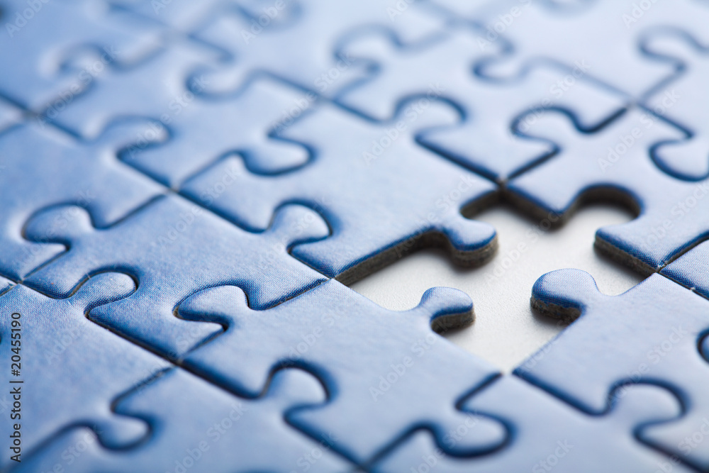 abstract puzzle background with one piece missing