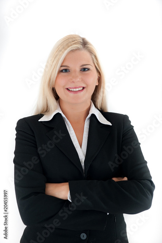 Young beautiful office secretary wiin black suit