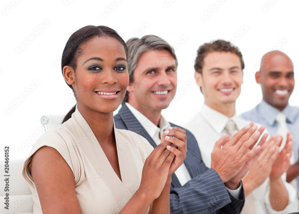 International business people applauding a presentation International business people applauding a presentation