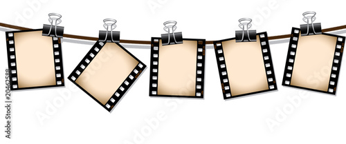 Row of sepia film negatives