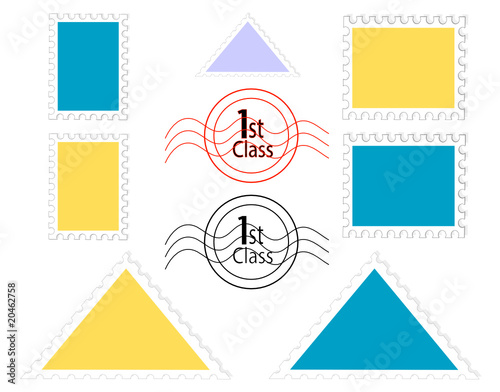 Blank stamps collection on white