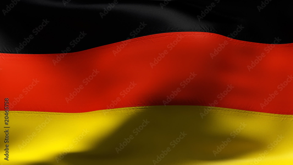 Creased German cotton flag with visible stitch in slow motion Creased German cotton flag with visible stitch in slow motion