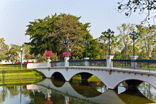 Photography beautiful bridge and park in the Sommerpalace Bang Pa In
