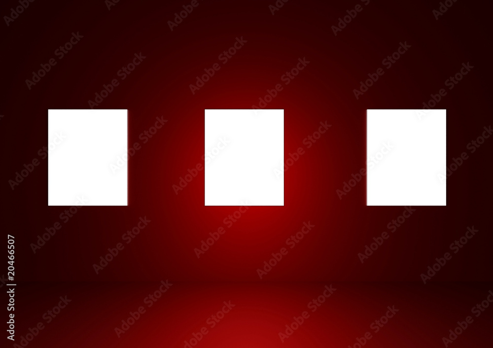 Blank frames in a dark red room Blank frames in a dark red room