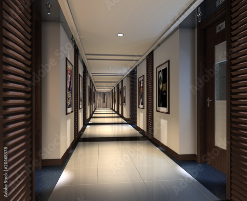 the 3d rendering of a ktv corridor photo
