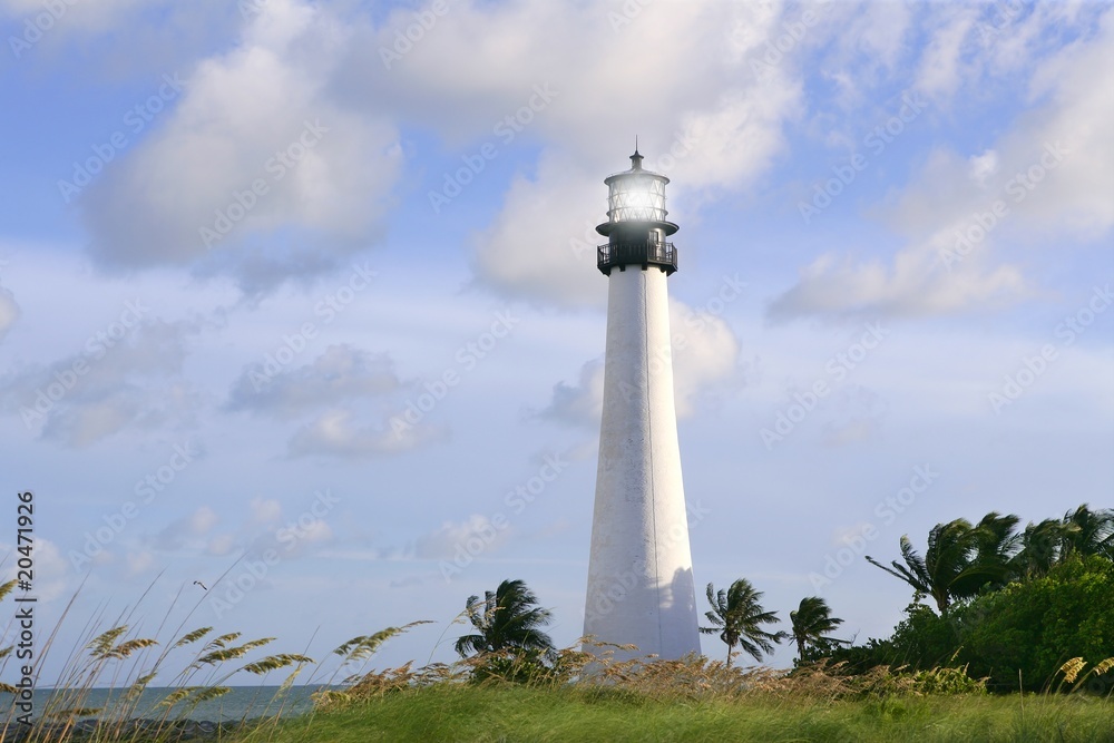 Lighthouse in Key Biscayne Florida sunset