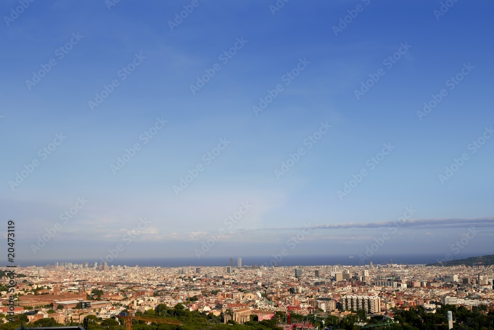 Barcelona skyline horizon from Tibidabo
