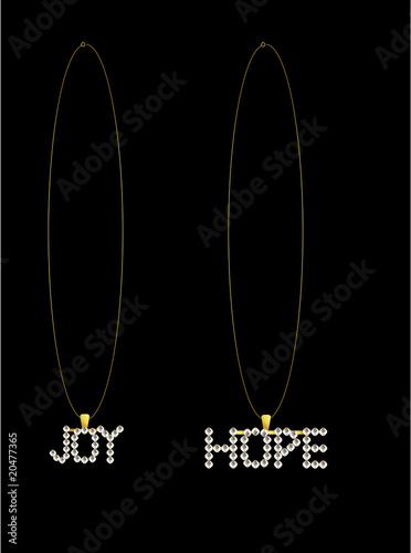 Gold diamond hope and joy necklaces