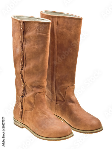 Brown woman boots isolated on white