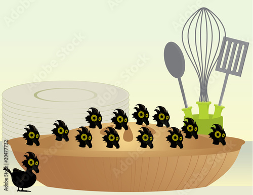 Black birds in a pie