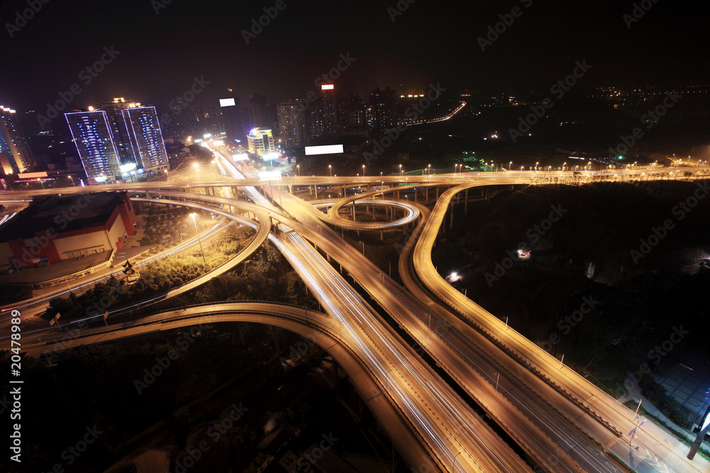 cross junction in China at night