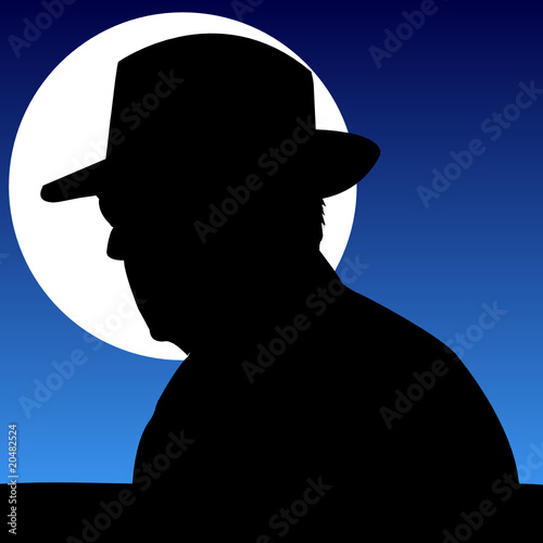 man looking moonlight vector silhouettes