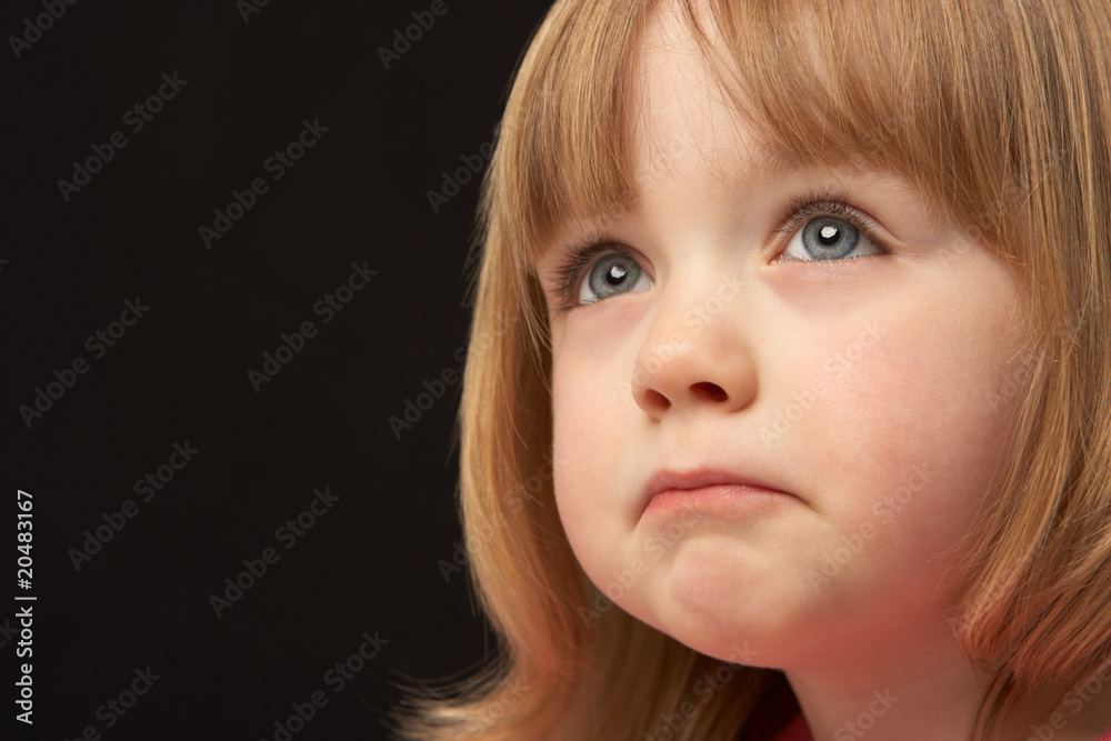 Close Up Studio Portrait Of Sad Young Girl Close Up Studio Portrait Of Sad Young Girl