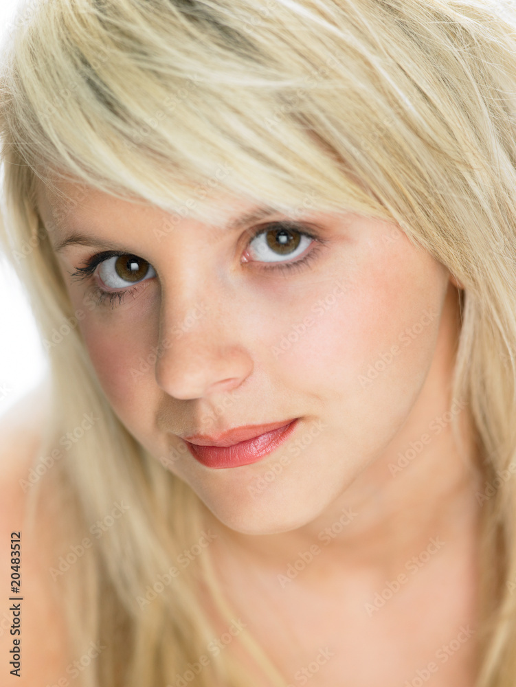 Close Studio Portrait Of Blonde Teenage Girl Close Studio Portrait Of Blonde Teenage Girl