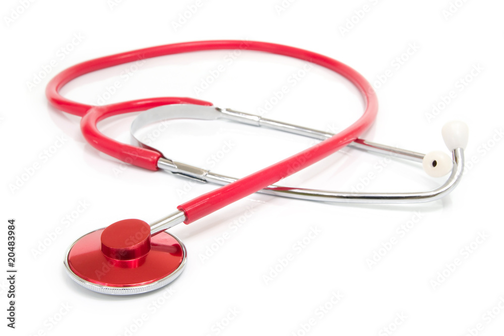Red stethoscope isolated on white background Red stethoscope isolated on white background