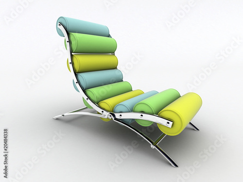 Isolated chaise lounge against white background Fototapeta