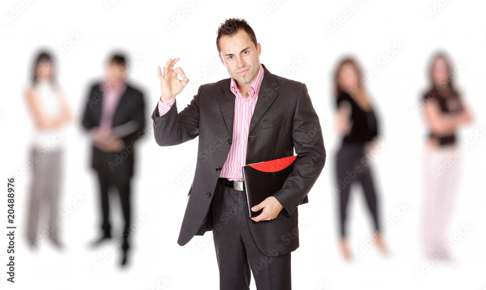 business man leading a team in the office business man leading a team in the office