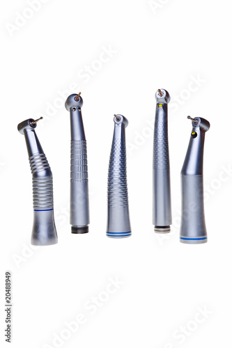 Dental drill tools isolated over white background.