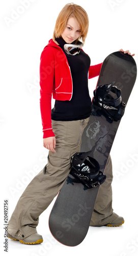 Woman with a snowboard