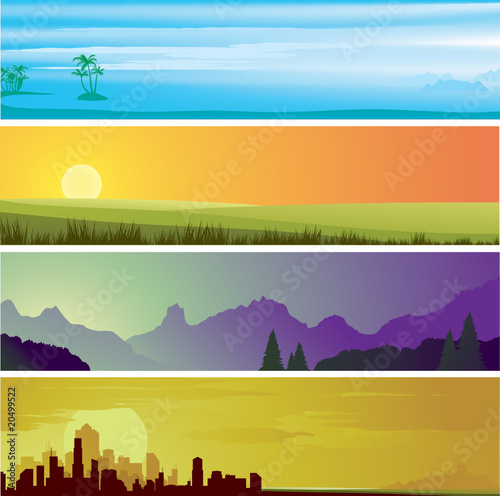 set of landscape scenes banners