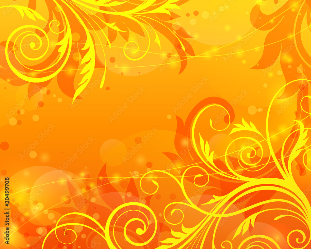 vector floral orange background