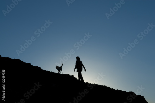Silhouette of one woman on a mountian