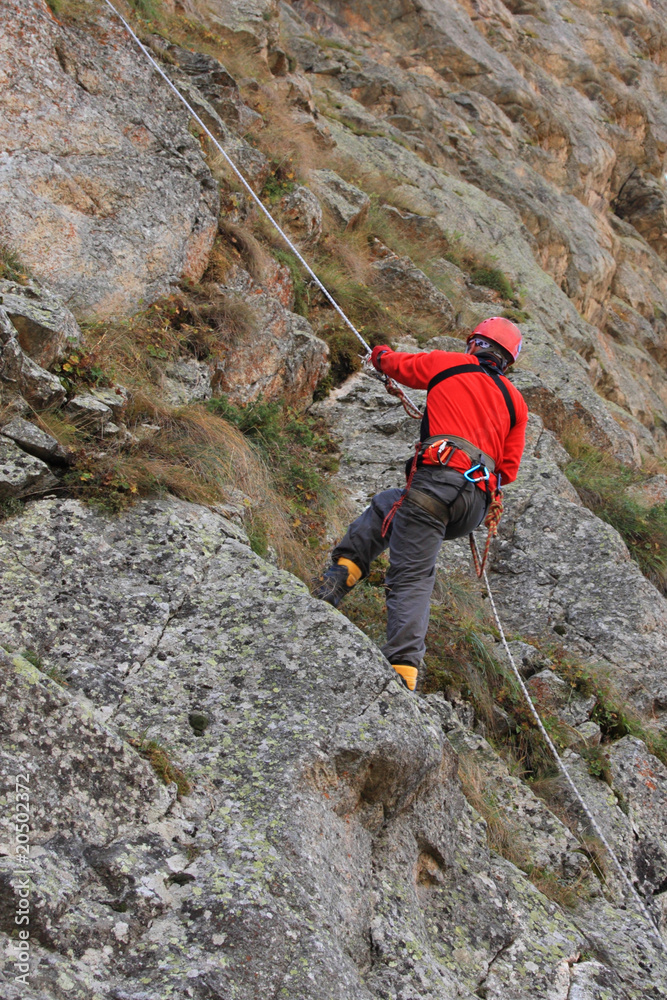 climber on a route climber on a route
