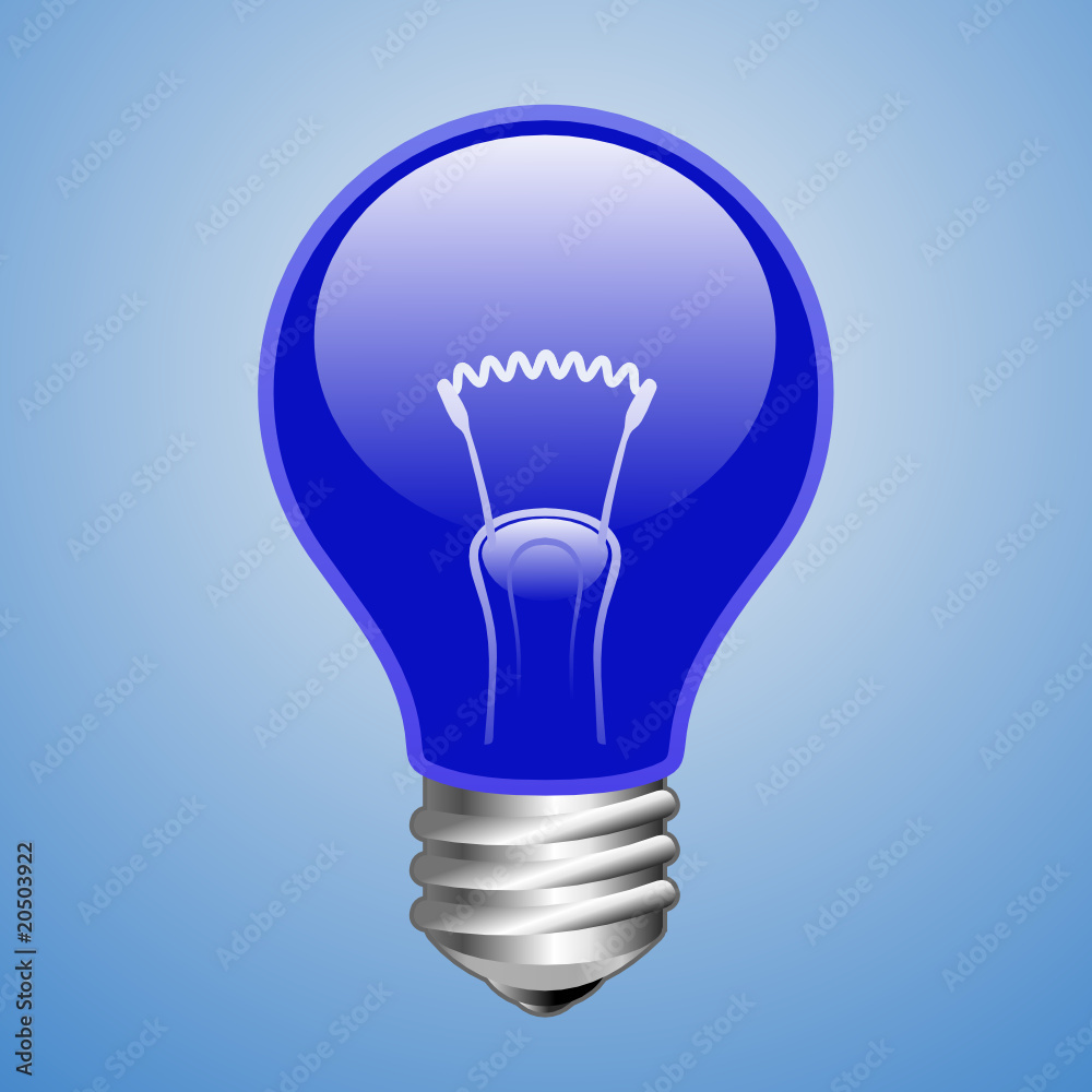 Obraz premium Blue light bulb. Vector illustration.