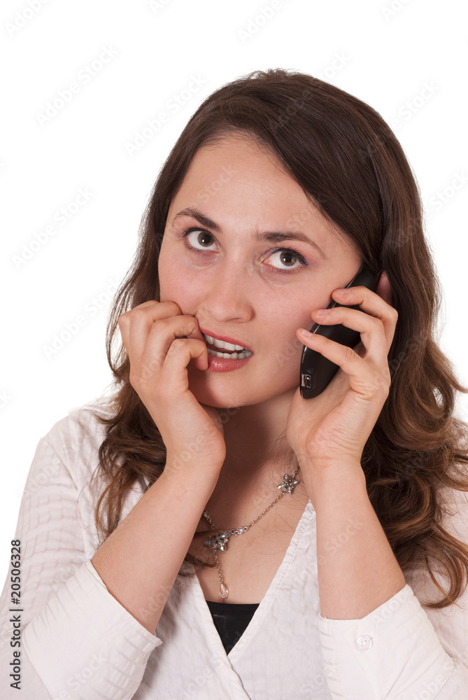Young woman is making a call